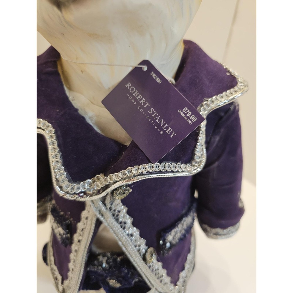 Robert Stanley Home Collection Corgi Dog Figure In Purple Velvet Christmas - Picture 8 of 10